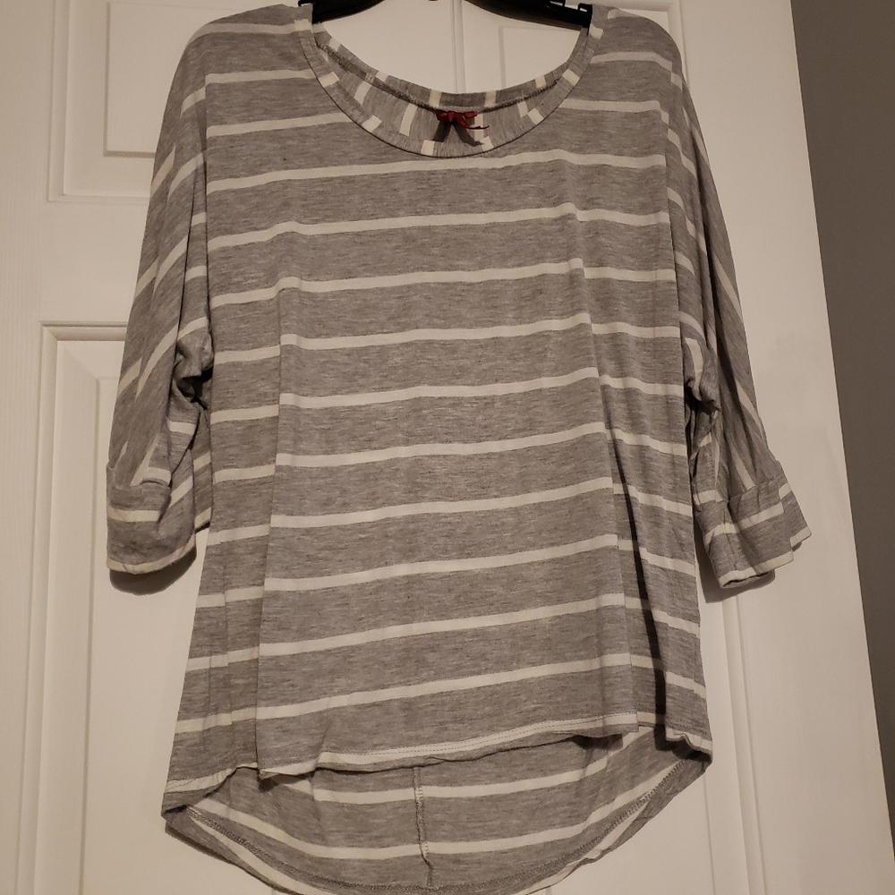 Asymmetrical grey striped tunic